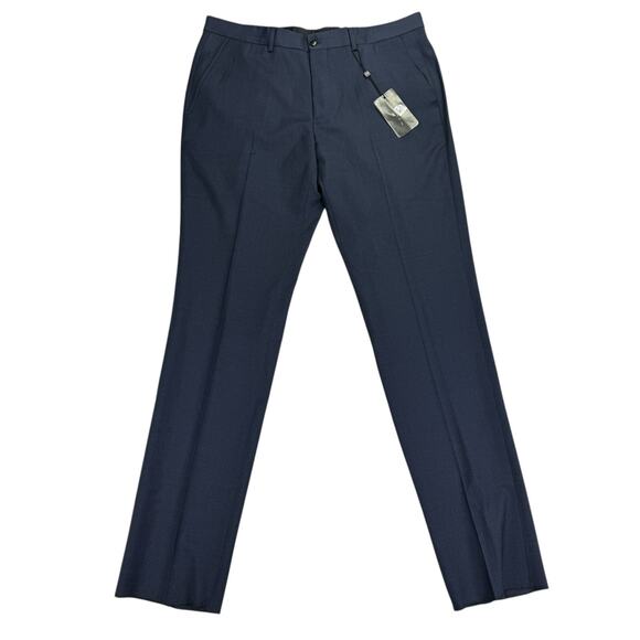 Armani Exchange Mens Slim Fit Birdseye Flat Front Suit Pants Navy Blue 34S - Picture 1 of 5